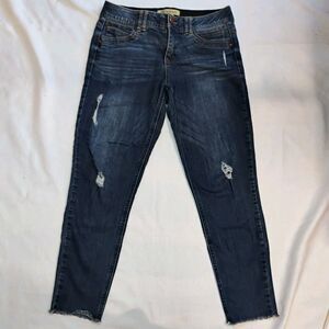 Democracy AB Technology Distressed Blue Jeans Womens 6 Raw Hem Skinny Denim